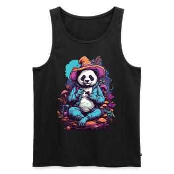 Panda Bear Art psychédélique Champignons de la forêt Festival de musique - Débardeur bio Premium Homme - noir - Devant - AI Model Male 178 light (178cm)