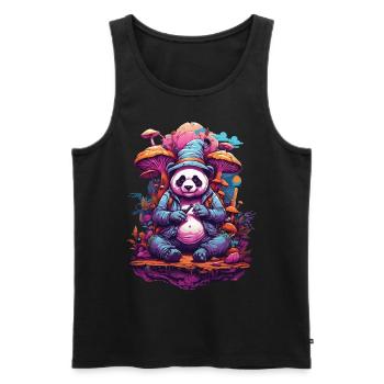 Panda Bear Art psychédélique Festival de musique champignons forestiers - Débardeur bio Premium Homme - noir - Devant - AI Model Male 178 light (178cm)