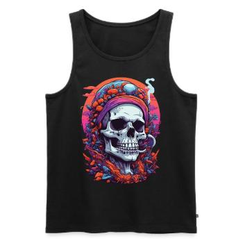Psychedelic Skull Wald Pilze Goa Trance Kunst - Männer Premium Bio Tank Top - Schwarz - Vorne - AI Model Male 178 light (178cm)