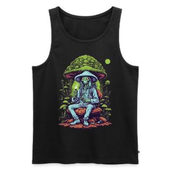 Lebendige Farben Musik Festival Wald Pilze - Männer Premium Bio Tank Top - Schwarz - Vorne - AI Model Male 178 light (178cm)