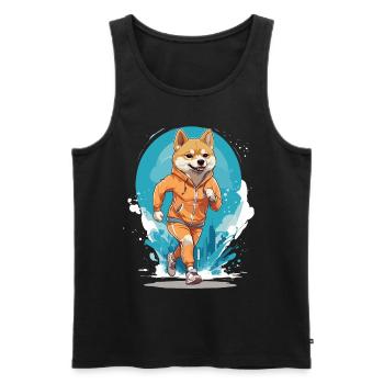 Running Shiba Dog Thrills Jogger - Men's Premium Organic Tank Top - black - Front - Michal (187cm)