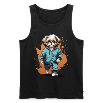 Shih Tzu Streetwear Jogging Aesthetic Fitness - Men's Premium Organic Tank Top - black - Front - Michal (187cm)