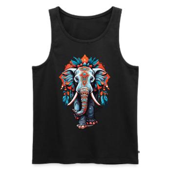 Elefant Spirituelles Mandala Traumfänger Design - Männer Premium Bio Tank Top - Schwarz - Vorne - AI Model Male 178 light (178cm)
