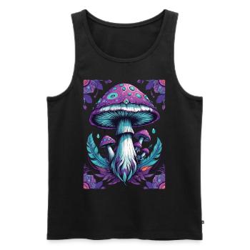 Spiritual Mushroom Mandala Enlightenment - Men's Premium Organic Tank Top - black - Front - Michal (187cm)
