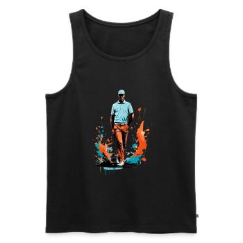 Golfspieler Design Esthétique Golfeur Streetwear - Débardeur bio Premium Homme - noir - Devant - Michal (187cm)