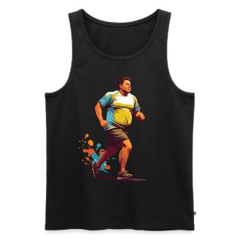 Funny Overweight Runner Fitness - Men's Premium Organic Tank Top - black - Front - Michal (187cm)