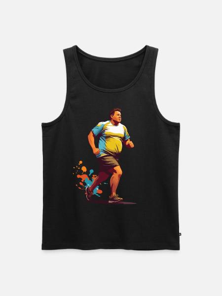 Funny Overweight Runner Fitness - Men's Premium Organic Tank Top - black