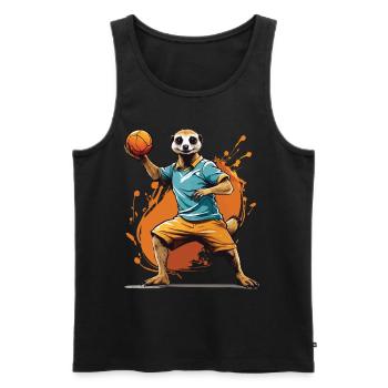 Joueur de handball suricate style streetwear - Débardeur bio Premium Homme - noir - Devant - Michal (187cm)