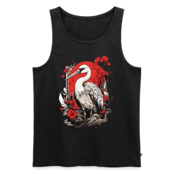 Kranich Asiatische Ästhetik Vintage Streetwear - Männer Premium Bio Tank Top - Schwarz - Vorne - Michal (187cm)