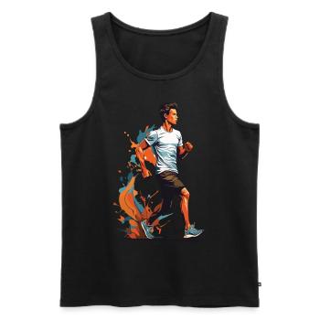 Streetwear Jogging Esthétique Fitness Style - Débardeur bio Premium Homme - noir - Devant - Michal (187cm)