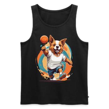 Chien mignon joueur de handball streetwear - Débardeur bio Premium Homme - noir - Devant - Michal (187cm)