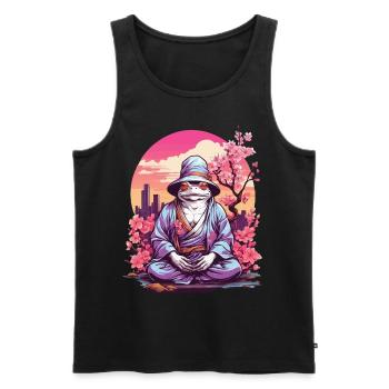 Asia Frog Streetwear Aesthetic Design - Men's Premium Organic Tank Top - black - Front - AI Model Male 178 light (178cm)