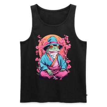 Asian Frog Streetwear Aesthetic Vintage - Men's Premium Organic Tank Top - black - Front - Michal (187cm)