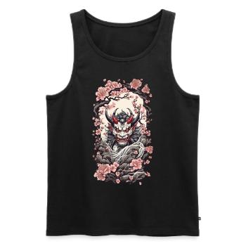 Kirschblüten Yokai Oni Japanischer Dämon Design - Männer Premium Bio Tank Top - Schwarz - Vorne - AI Model Male 178 light (178cm)