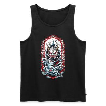 Esthétique du monstre marin Yokai Démon japonais - Débardeur bio Premium Homme - noir - Devant - AI Model Male 178 light (178cm)