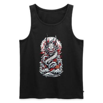 Monstre marin Esthétique Yokai Oni japonais - Débardeur bio Premium Homme - noir - Devant - AI Model Male 178 light (178cm)