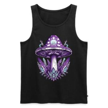 Plume Mandala champignons spirituel Dream Catcher - Débardeur bio Premium Homme - noir - Devant - Michal (187cm)