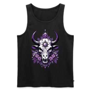 Plume Mandala crâne Design spirituel - Débardeur bio Premium Homme - noir - Devant - Michal (187cm)