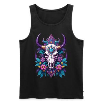 Bull Skull Feather Mandala - Men's Premium Organic Tank Top - black - Front - AI Model Male 178 light (178cm)