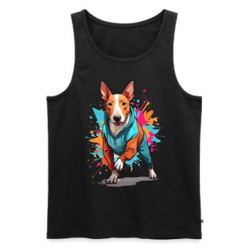 Bull Terrier Streetwear Jogging Aesthetic Style - Men's Premium Organic Tank Top - black - Front - AI Model Male 178 light (178cm)