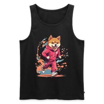 Shiba Dog Streetwear Jogging & Aesthetic Style - Men's Premium Organic Tank Top - black - Front - Michal (187cm)