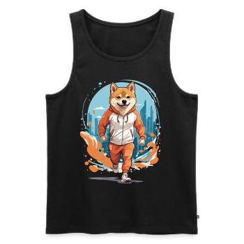 Shiba Dog Streetwear Jogging Aesthetic Fitness - Men's Premium Organic Tank Top - black - Front - Michal (187cm)