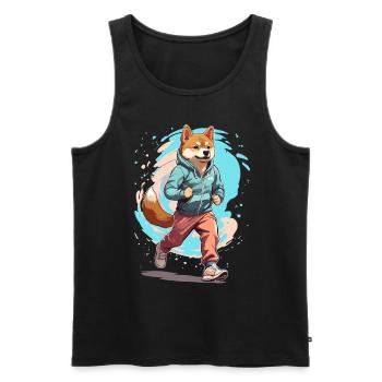 Shiba Chien Streetwear Jogging Style Esthétique - Débardeur bio Premium Homme - noir - Devant - Michal (187cm)
