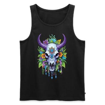 Spiritual Mandala with Bull Skull - Men's Premium Organic Tank Top - black - Front - AI Model Male 178 light (178cm)