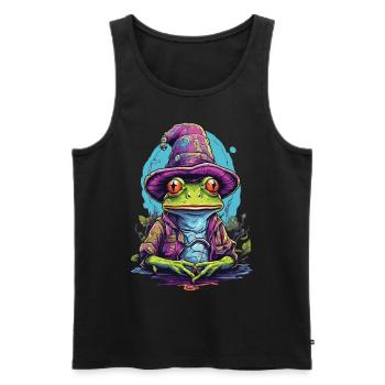Grenouille mystique avec chapeau magique - Débardeur bio Premium Homme - noir - Devant - AI Model Male 178 light (178cm)