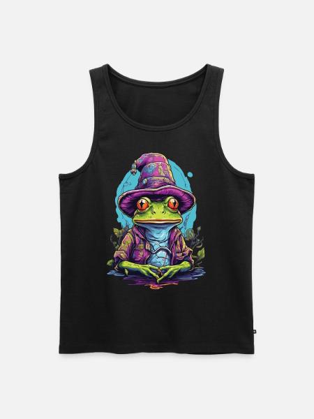 Mystic frog with magic hat - Men's Premium Organic Tank Top - black