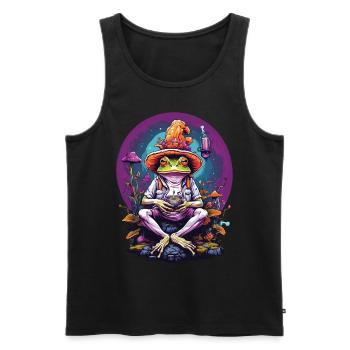Frosch Psychedelic Art Wald Pilze Musik Festival - Männer Premium Bio Tank Top - Schwarz - Vorne - AI Model Male 178 light (178cm)