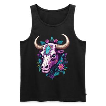 Bull Skull Spirituelles Mandala Traumfänger - Männer Premium Bio Tank Top - Schwarz - Vorne - AI Model Male 178 light (178cm)