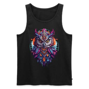 Eule Spirituelles Mandala Tier Traumfänger Design - Männer Premium Bio Tank Top - Schwarz - Vorne - AI Model Male 178 light (178cm)