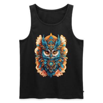 Eule Spirituelles Mandala Tier Traumfänger Design - Männer Premium Bio Tank Top - Schwarz - Vorne - AI Model Male 178 light (178cm)