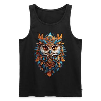 Eule Spirituelles Mandala Tier Traumfänger Design - Männer Premium Bio Tank Top - Schwarz - Vorne - AI Model Male 178 light (178cm)