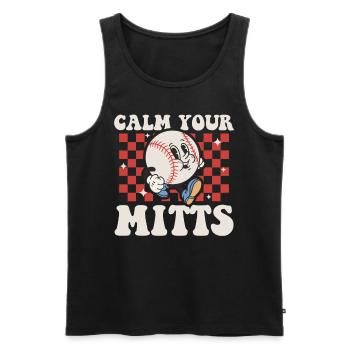 Calm Your Mitts Baseball T-Shirt - Men's Premium Organic Tank Top - black - Front - AI Model Male 178 light (178cm)