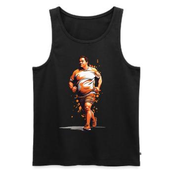 Fun streetwear jogging & aesthetic fitness - Men's Premium Organic Tank Top - black - Front - Michal (187cm)