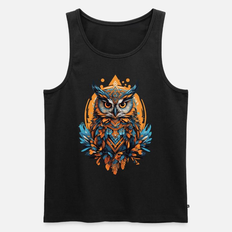 Eule Spirituelles Mandala Tier Traumfänger - Männer Premium Bio Tank Top - Schwarz