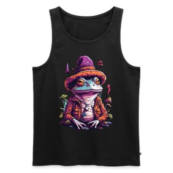 Magic Frog Musique de champignons forestiers psychédéliques - Débardeur bio Premium Homme - noir - Devant - AI Model Male 178 light (178cm)