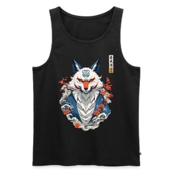 Kitsune Fox Spirit Aesthetic Yokai Japan Art - Men's Premium Organic Tank Top - black - Front - Michal (187cm)