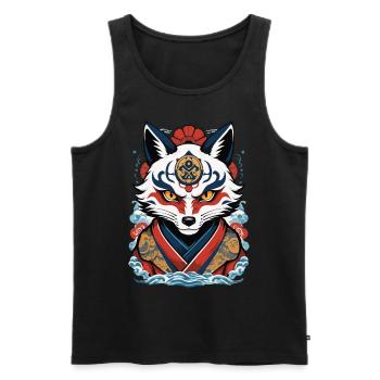 Kitsune Fox Spirit Aesthetic Yokai Japan Art - Men's Premium Organic Tank Top - black - Front - Michal (187cm)