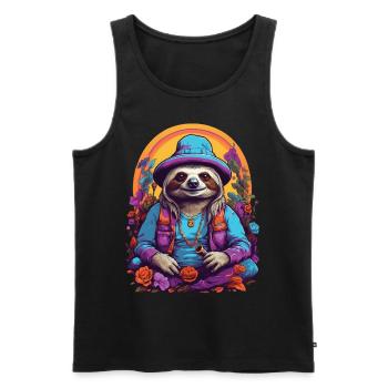 Magisches Faultier Lebendige Farben Psychedelic - Männer Premium Bio Tank Top - Schwarz - Vorne - AI Model Male 178 light (178cm)