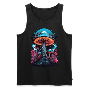 Champignons forestiers du festival de musique aux couleurs vives - Débardeur bio Premium Homme - noir - Devant - AI Model Male 178 light (178cm)