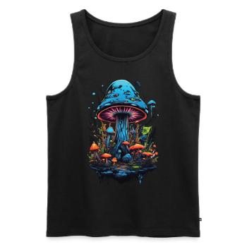Vibrant Colors Forest Mushrooms Psychedelic Goa Trance - Men's Premium Organic Tank Top - black - Front - Michal (187cm)
