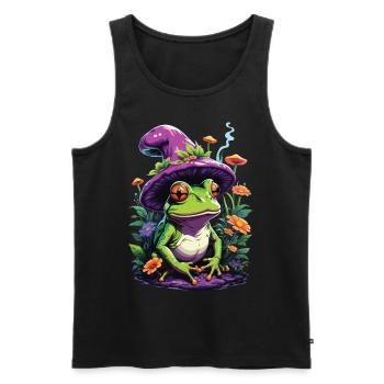 Magier Frosch Psychedelic Art Wald Pilze - Männer Premium Bio Tank Top - Schwarz - Vorne - AI Model Male 178 light (178cm)