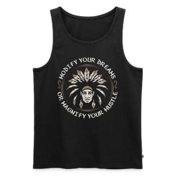 Hustle Hard Urban Motivation Tee - Men's Premium Organic Tank Top - black - Front - Michal (187cm)