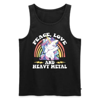 T-shirt arc-en-ciel Licorne Heavy Metal - Débardeur bio Premium Homme - noir - Devant - AI Model Male 178 light (178cm)