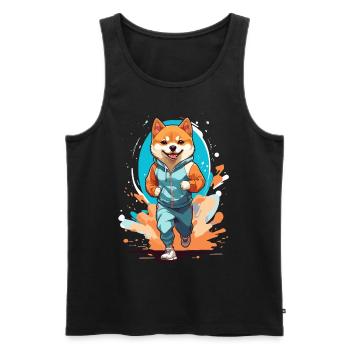 Shiba Dog Streetwear Jogging Style Esthétique - Débardeur bio Premium Homme - noir - Devant - Michal (187cm)