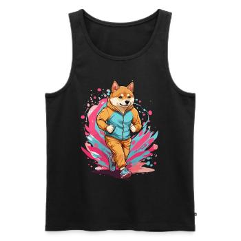 Shiba Dog Streetwear Jogging Aesthetic Fitness - Men's Premium Organic Tank Top - black - Front - Michal (187cm)