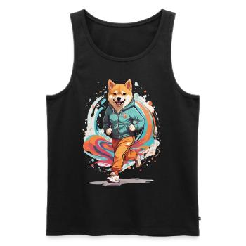 Shiba Dog Streetwear Jogging Aesthetic Fitness - Men's Premium Organic Tank Top - black - Front - Michal (187cm)